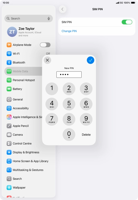 Key in a new four-digit PIN and press the confirm icon.