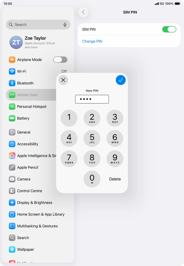 Key in a new four-digit PIN and press the confirm icon.