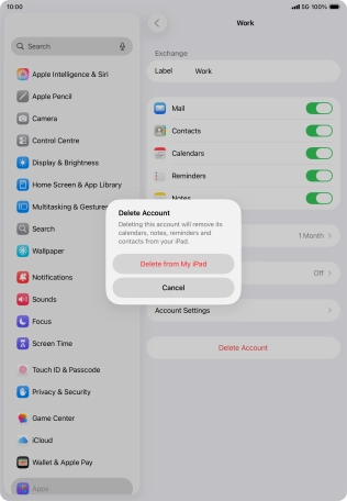 Press Delete from My iPad.