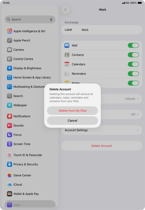 Press Delete from My iPad.