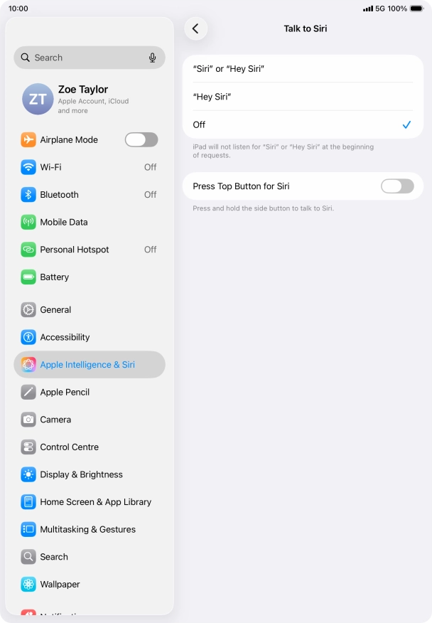 Press the indicator next to 