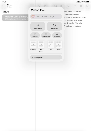 Press Describe your change and write in your own words how you would like the text to be rewritten. Follow the instructions on the screen to use the function.