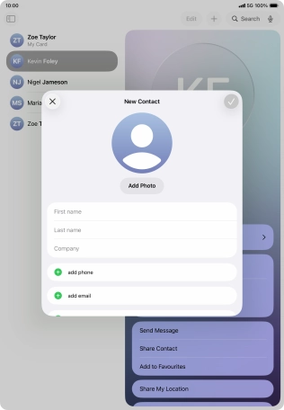 Press First name and key in the first name.