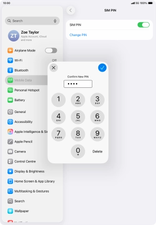 Key in the new PIN again and press the confirm icon.