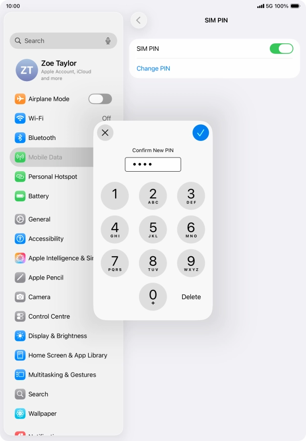 Key in the new PIN again and press the confirm icon.