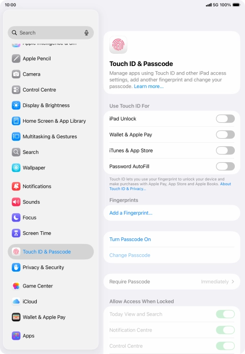 Press Add a Fingerprint... and follow the instructions on the screen to add your fingerprint.