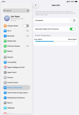 Press and drag the indicator below 