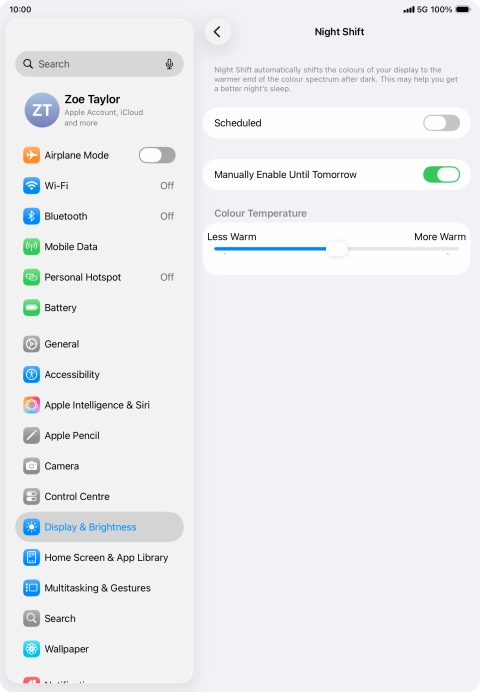 Press and drag the indicator below 