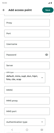Press MMS proxy and key in 212.183.137.012.