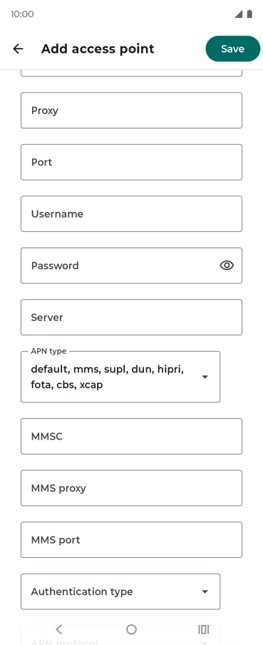 Press MMS proxy and key in 212.183.137.012.