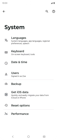 Press Reset options.