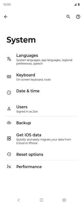 Press Reset options.