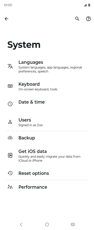 Press Reset options.