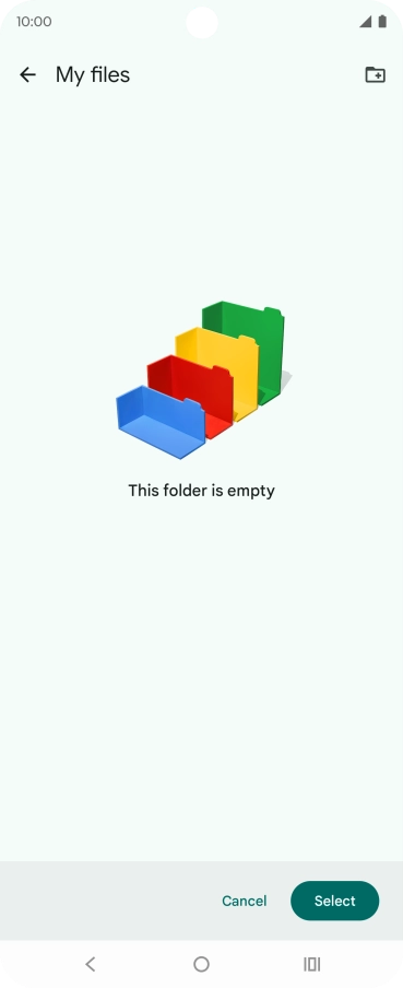 To create a new folder, press the new folder icon and follow the instructions on the screen to create a new folder.