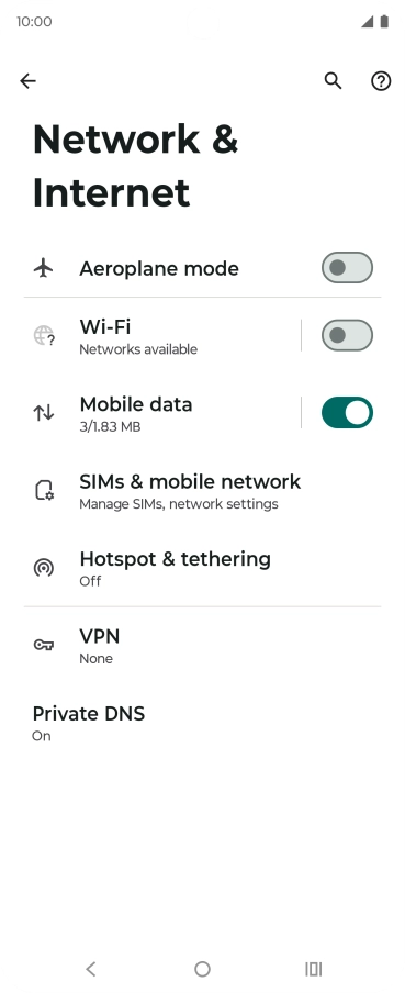 Press SIMs & mobile network.