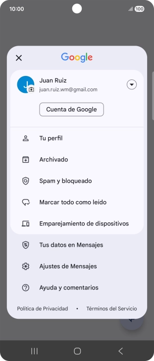 Pulsa Ajustes de Mensajes.