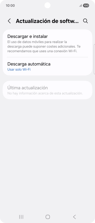 Pulsa Descargar e instalar. Si hay una versión de software nueva disponible, aparecerá ahora en la pantalla. Sigue las indicaciones de la pantalla para actualizar el software del teléfono.