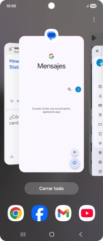 Para cerrar una sola aplicación en ejecución, desliza el dedo hacia arriba sobre la aplicación deseada.