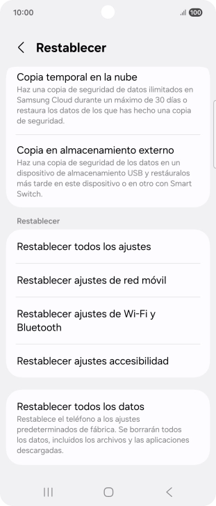 Pulsa Restablecer ajustes de red móvil.