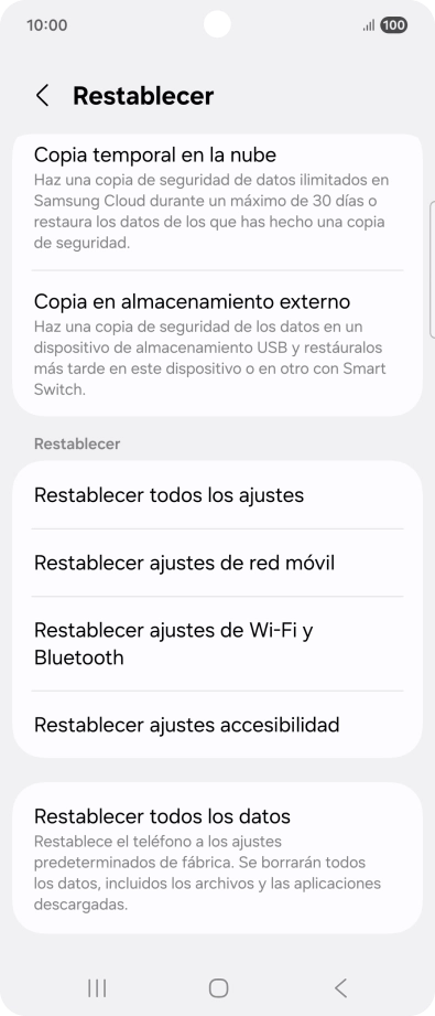 Pulsa Restablecer ajustes de red móvil.