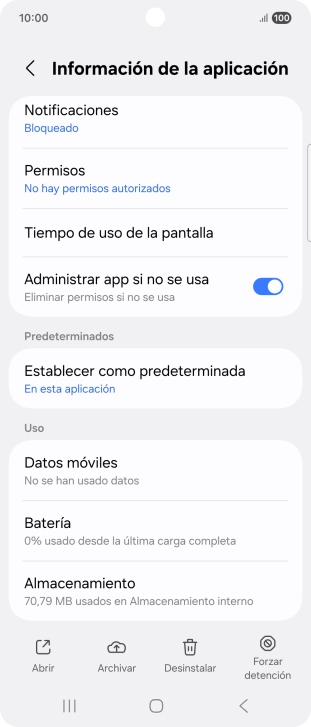 Pulsa Almacenamiento.