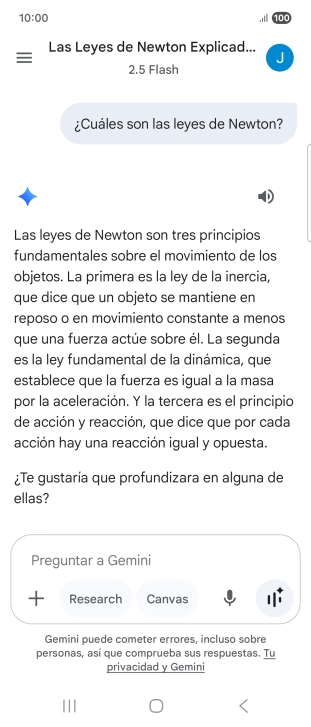 La transcripción de la conversación con Gemini Live aparece ahora en la pantalla.