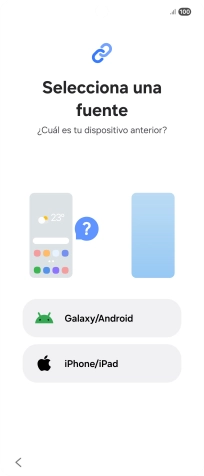 Pulsa el ajuste deseado y sigue las instrucciones de la pantalla para transferir el contenido del otro teléfono.