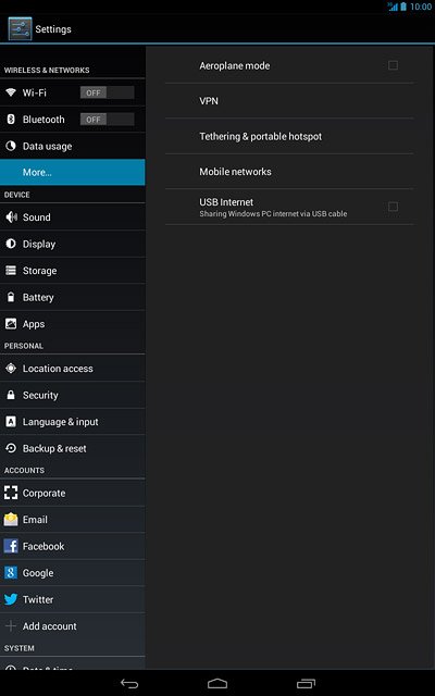 Press Tethering & portable hotspot.
