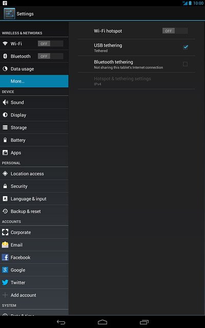 Press USB tethering until the function is turned on.