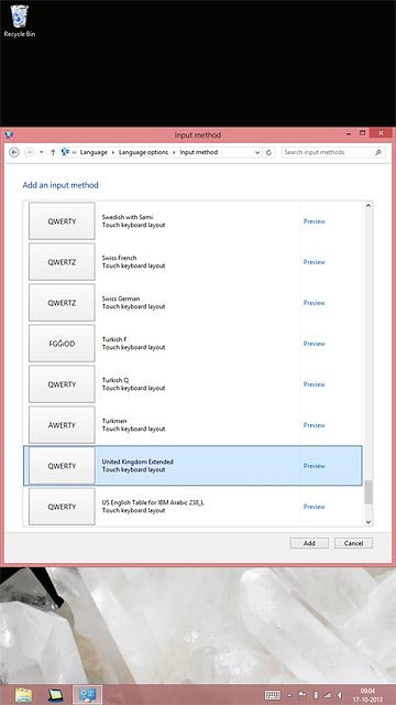 Press the required writing language to select it.