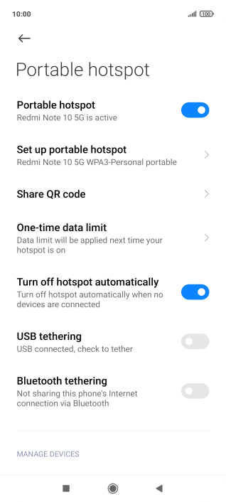 Xiaomi Redmi Note 10 5G - Use your phone as Wi-Fi hotspot | Vodafone UK