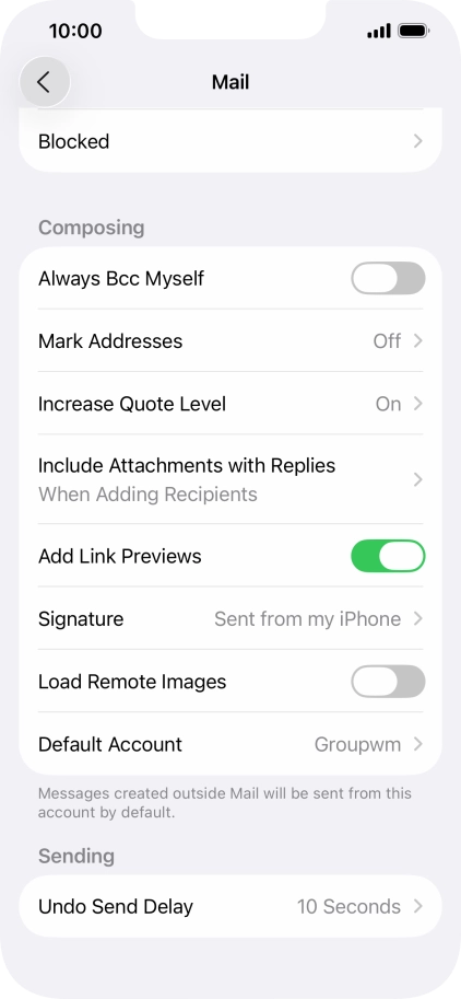Press Default Account.