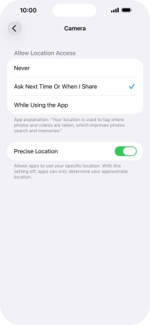 Press the required setting to turn the function on or off.