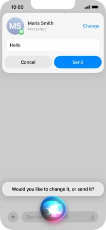 If an app is open on your phone, such as Messages, you can also use the functions available here, e.g.: REPLY [text].