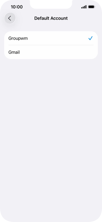 Press the required email account to select the email account as your default account.