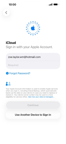 Press Required and key in the password for your Apple Account.