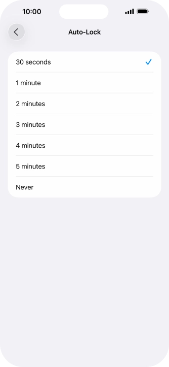 Press the required setting.