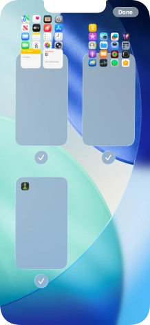 Press the fields below the required home screen pages to select or deselect them.