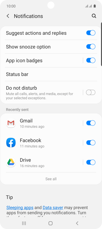 samsung a71 led notification
