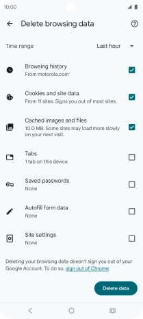 Press Delete data.