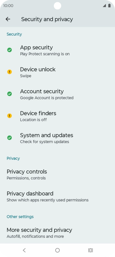 Press Privacy dashboard.