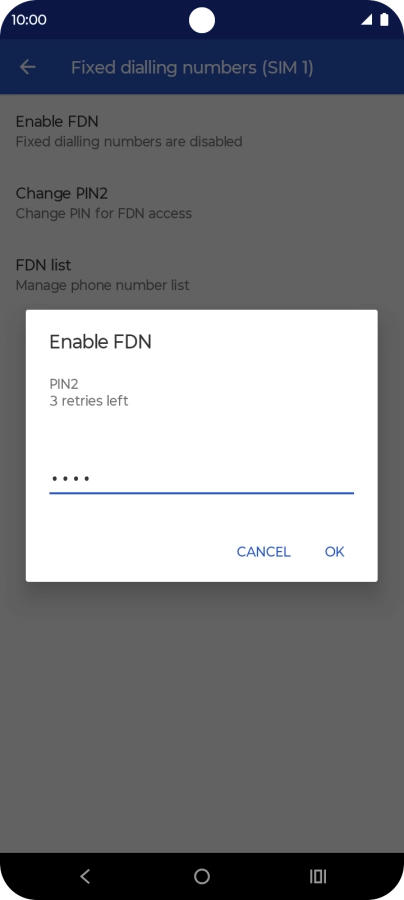 Key in your PIN2 and press OK. The default PIN2 is 1111.