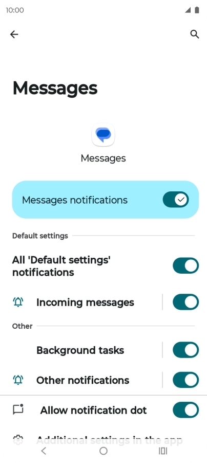 Press Incoming messages.