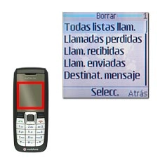 Elija la lista de llamadas que desea borrar:Todas listas llam.