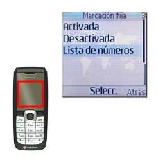 Elija Lista de números y pulse la tecla de navegación.La pantalla muestra brevemente el estado de la marcación fija.