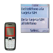 Elija Del teléfono a la tarjeta SIM o De la tarjeta SIM al teléfono y pulse la tecla de navegación.