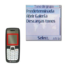 Elija Predeterminada, Abrir Galería o Descargas tonos y pulse la tecla de navegación.