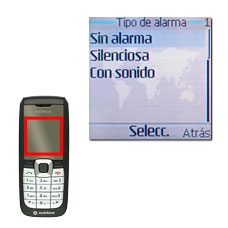 Elija Sin alarma, Silenciosa o Con sonido y pulse la tecla de navegación.