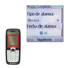 Vaya a Fecha de alarma e introduzca la fecha de la alarma.