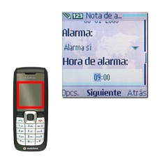 Vaya a Hora de alarma e introduzca la hora de la alarma.